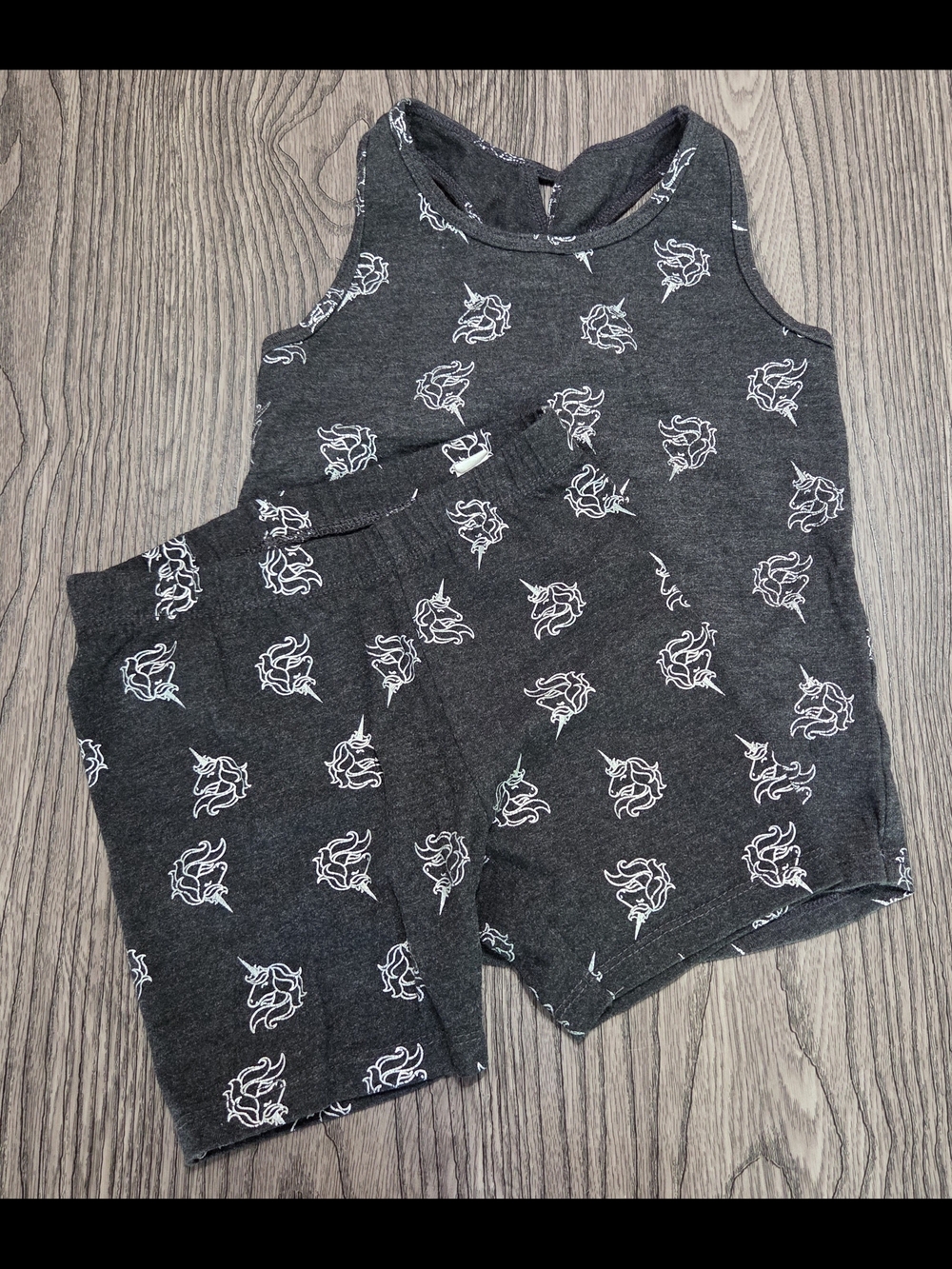 jumping beans Charcoal Unicorn Tank & Shorts Pajama Set
